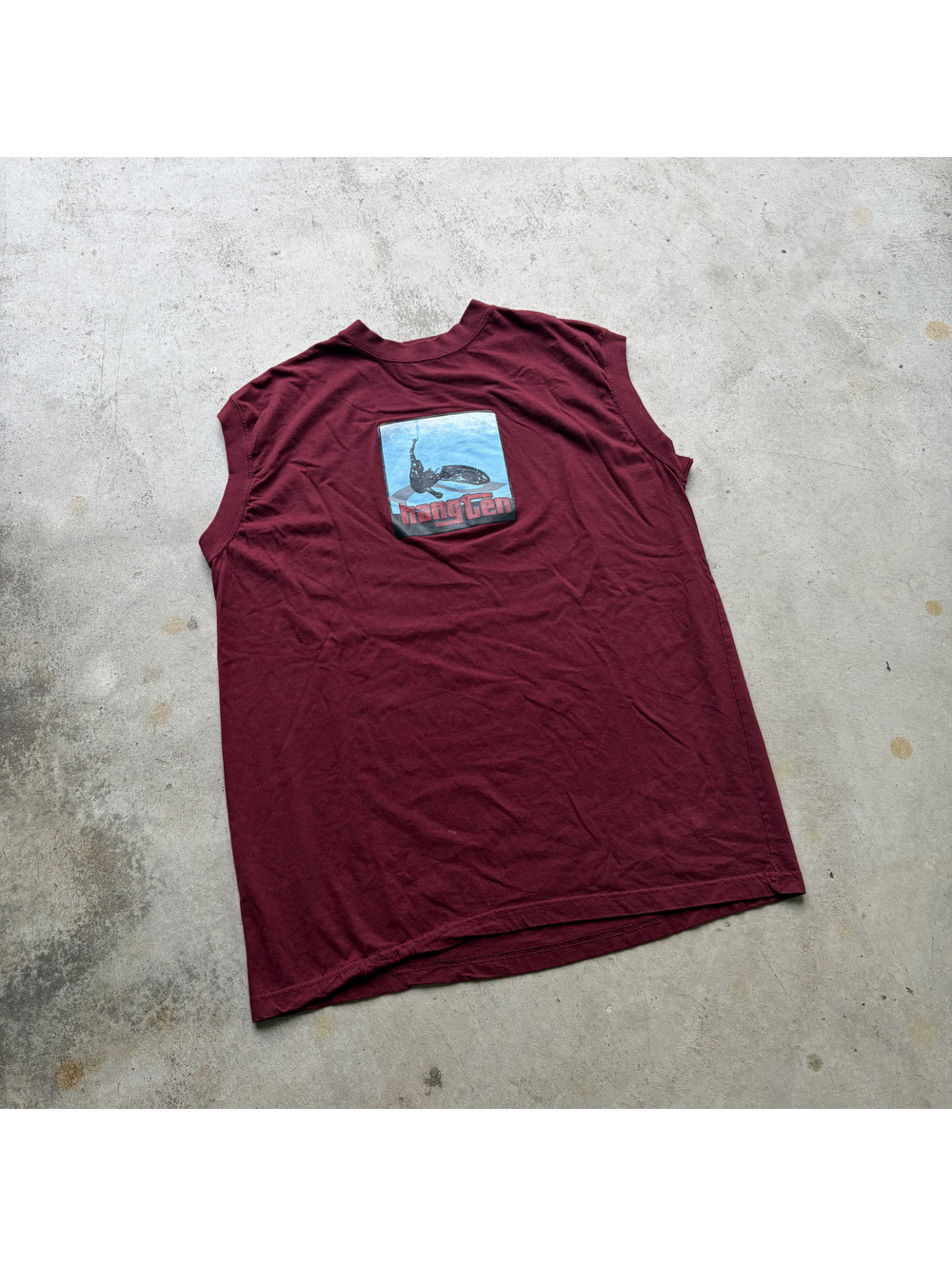 Y2K Hang Ten Men's Sleeveless Burgundy Cotton T-Shirt XL